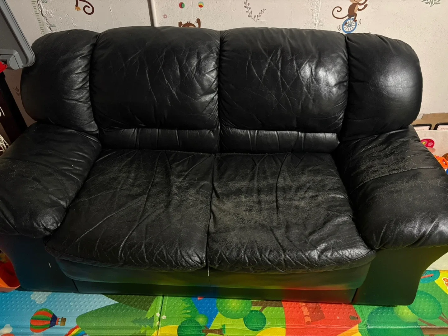 Black Leather Loveseat Sofa