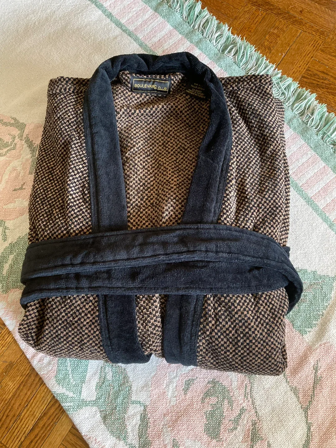 Cotton Boulevard Club Robe - Brown & Black