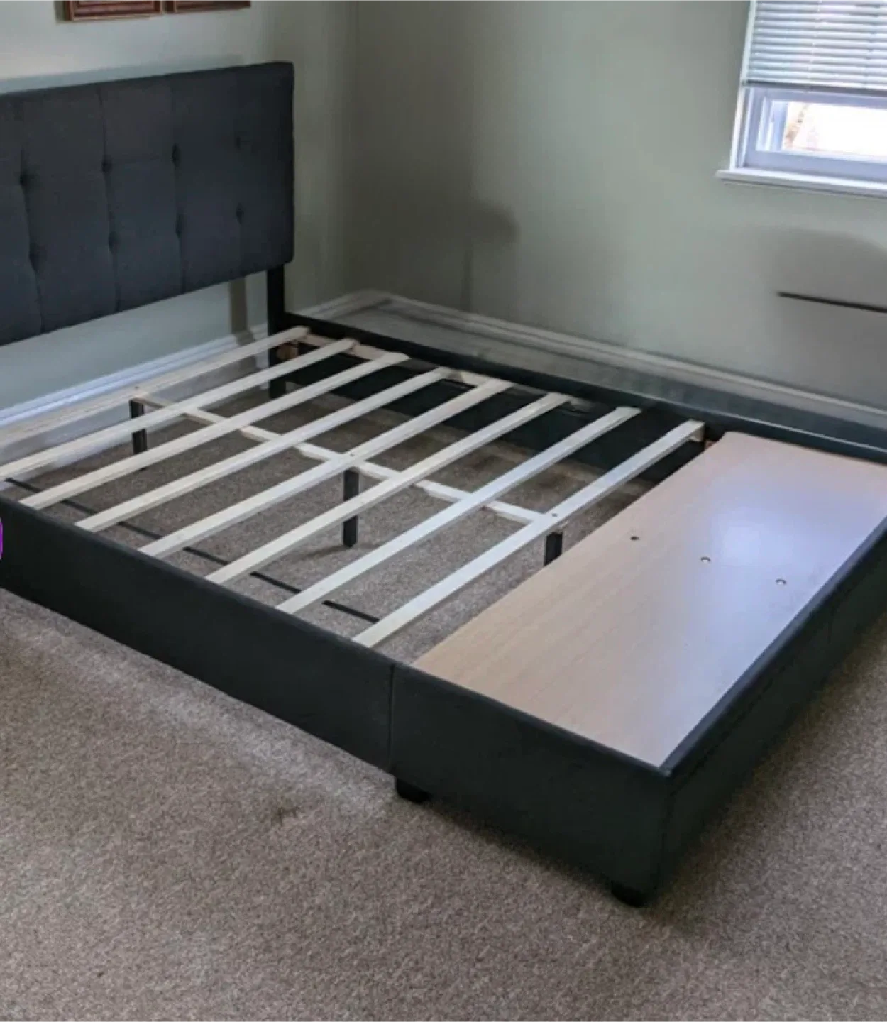 Upholstered Bed Frame with storage - Move out sale by Dec 13