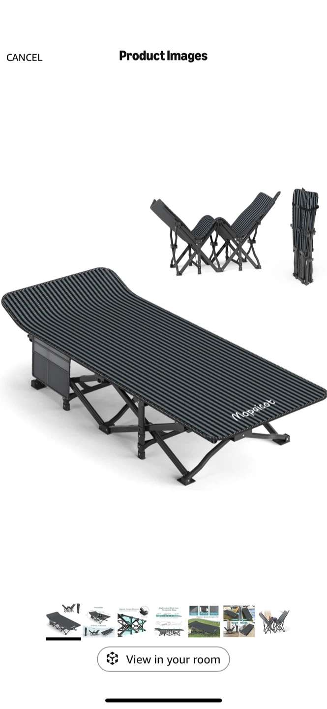 Mopaicot Folding Camping Cot - Like New!