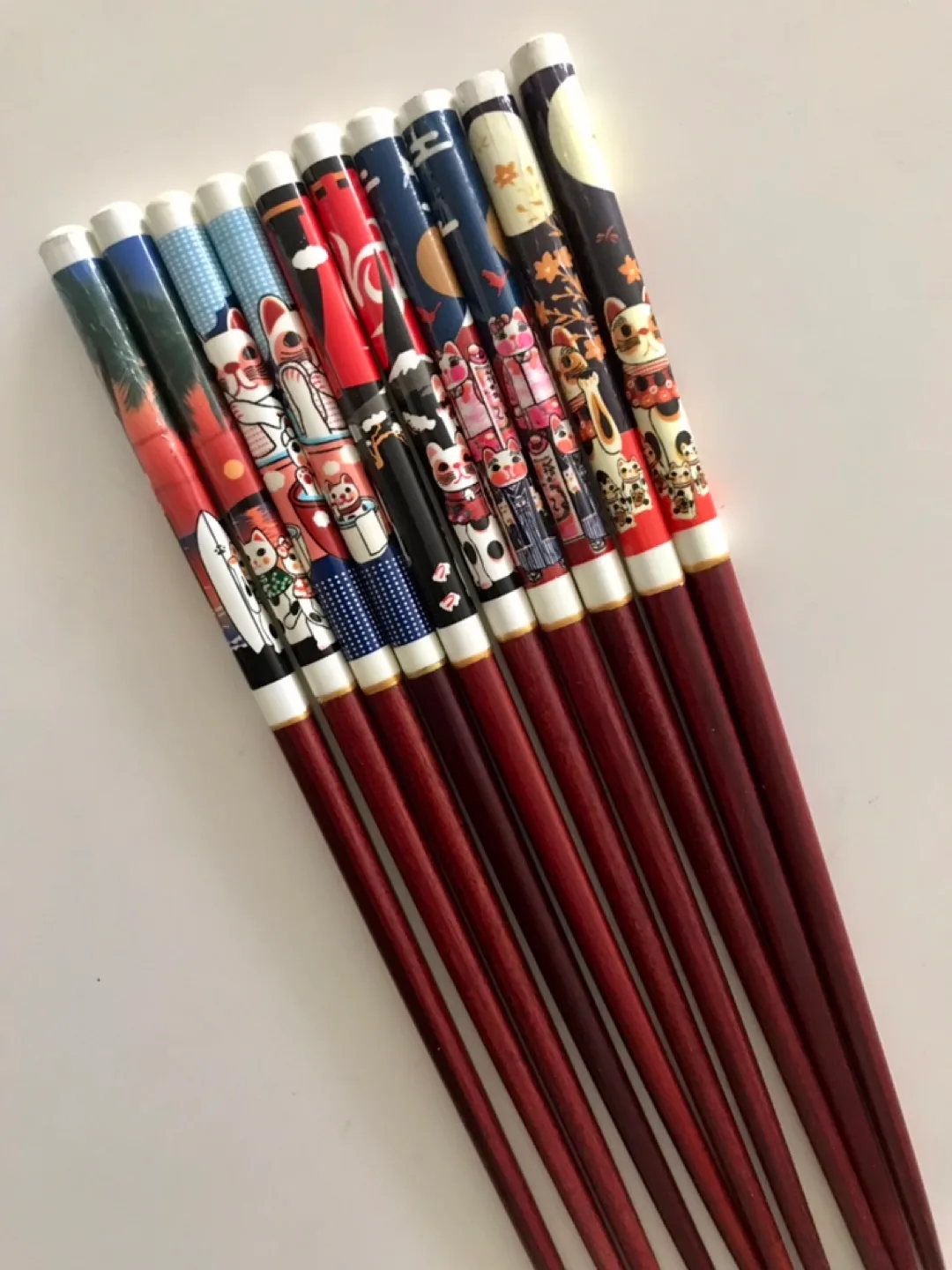Chopsticks: Cat lovers- 5 Pairs- Beautiful ArtDeco Cat Prints