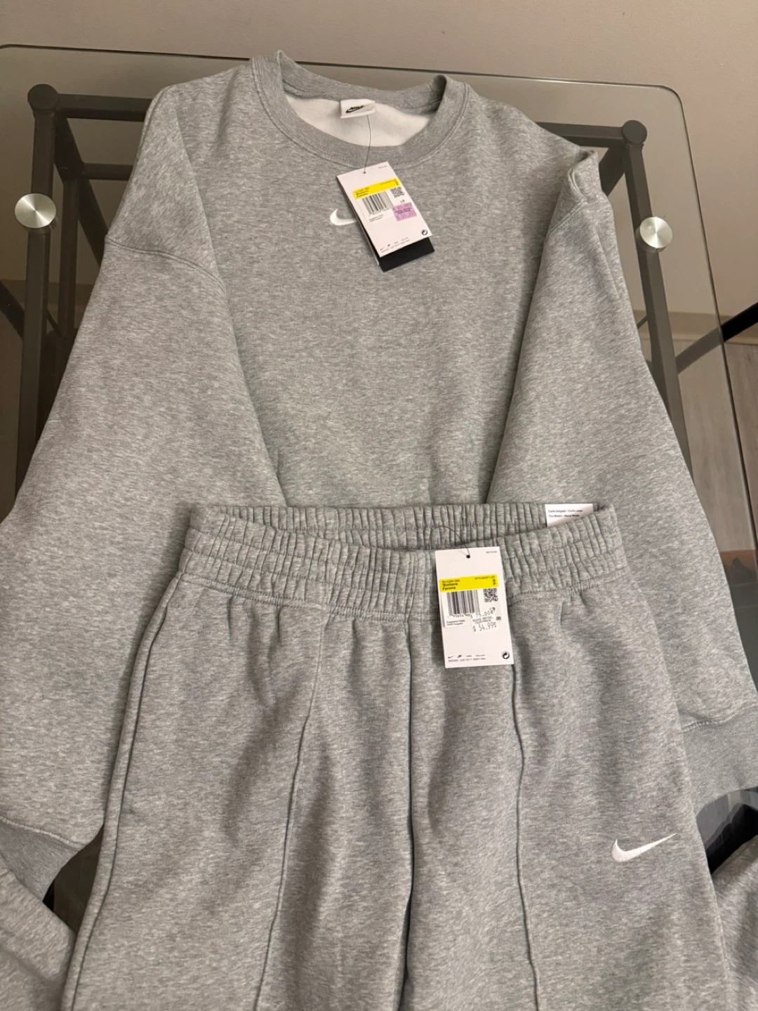 Nike Grey Oversized Fit Sweatshirt & Pants Set - Size S