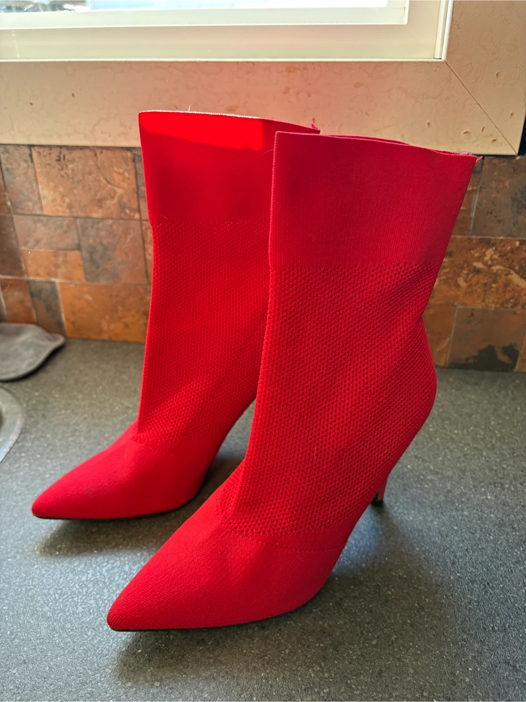 Red Pointed Toe Ankle Boots
