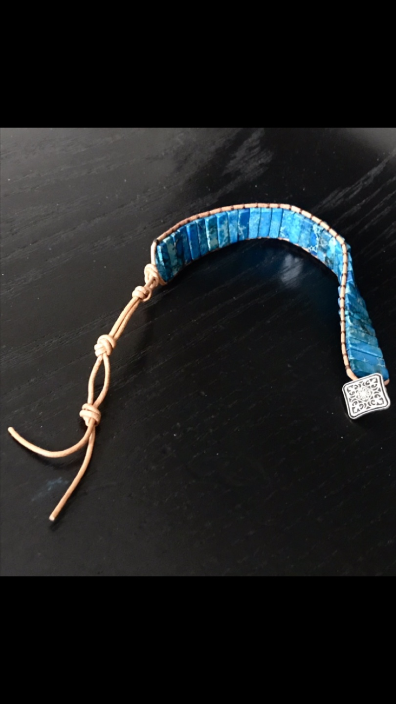 Gorgeous Turquoise & Leather Bracelet w Silver Clasp - Jewelry - photo 3