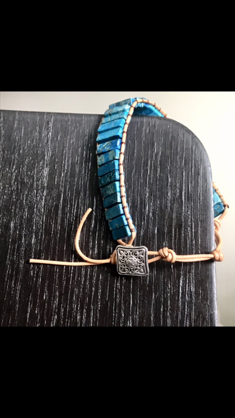 Gorgeous Turquoise & Leather Bracelet w Silver Clasp - Jewelry - photo 5