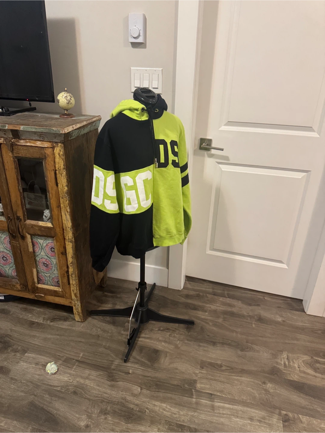 GCDS Black and Neon Green Hoodie - photo 2