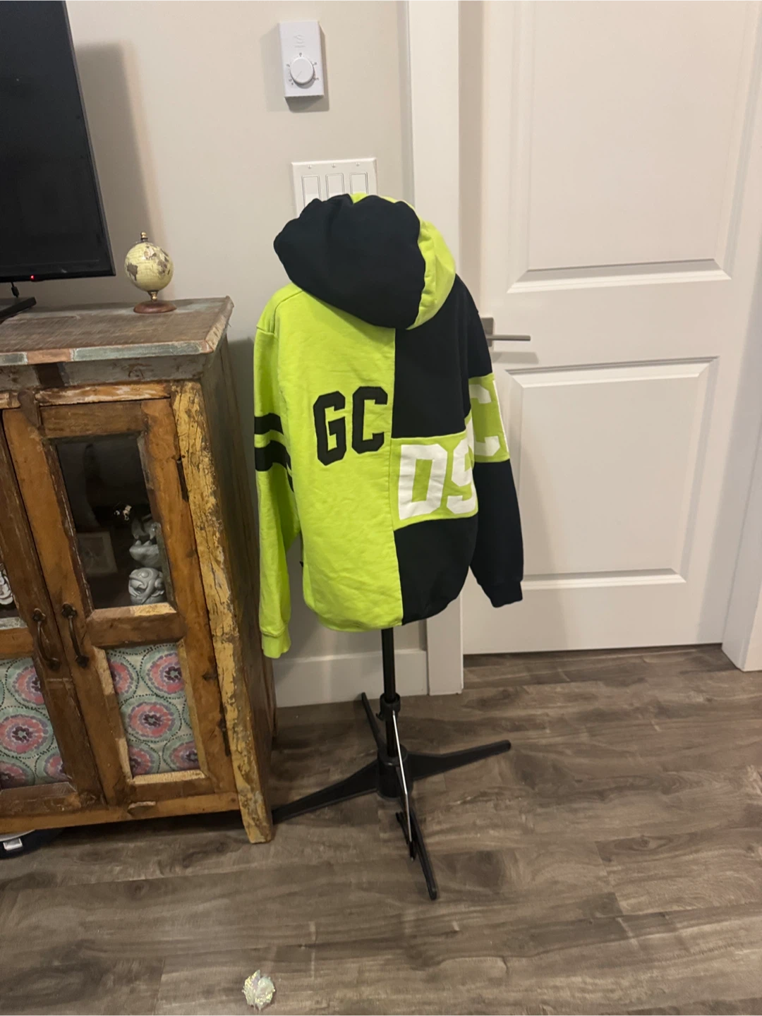 GCDS Black and Neon Green Hoodie - photo 5