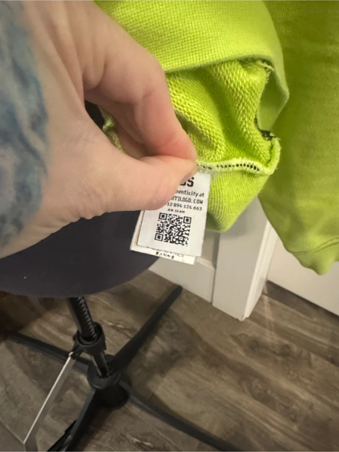 GCDS Black and Neon Green Hoodie - photo 4
