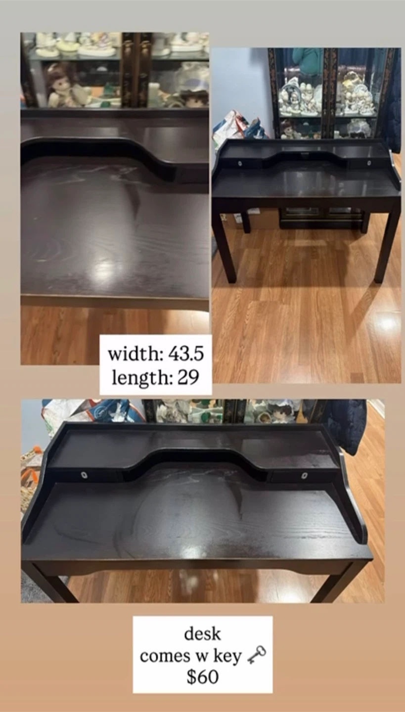 Dark Brown Desk with Key