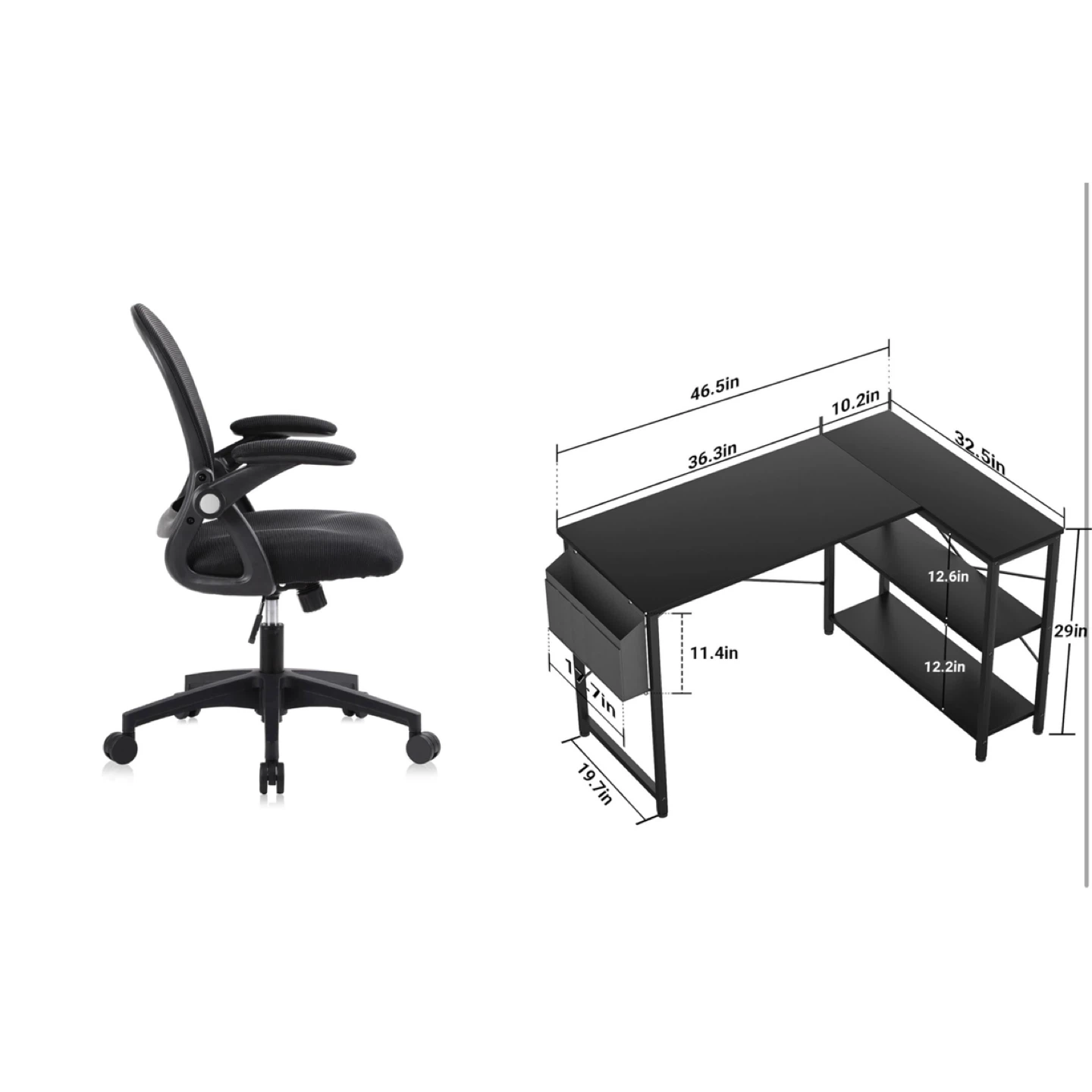 Computer Desk + Office Chair Set