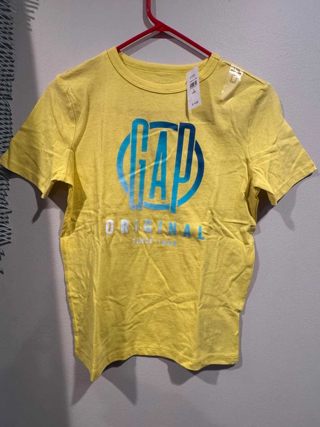 New GAP Kids Yellow Graphic T-Shirt, Size L (10)