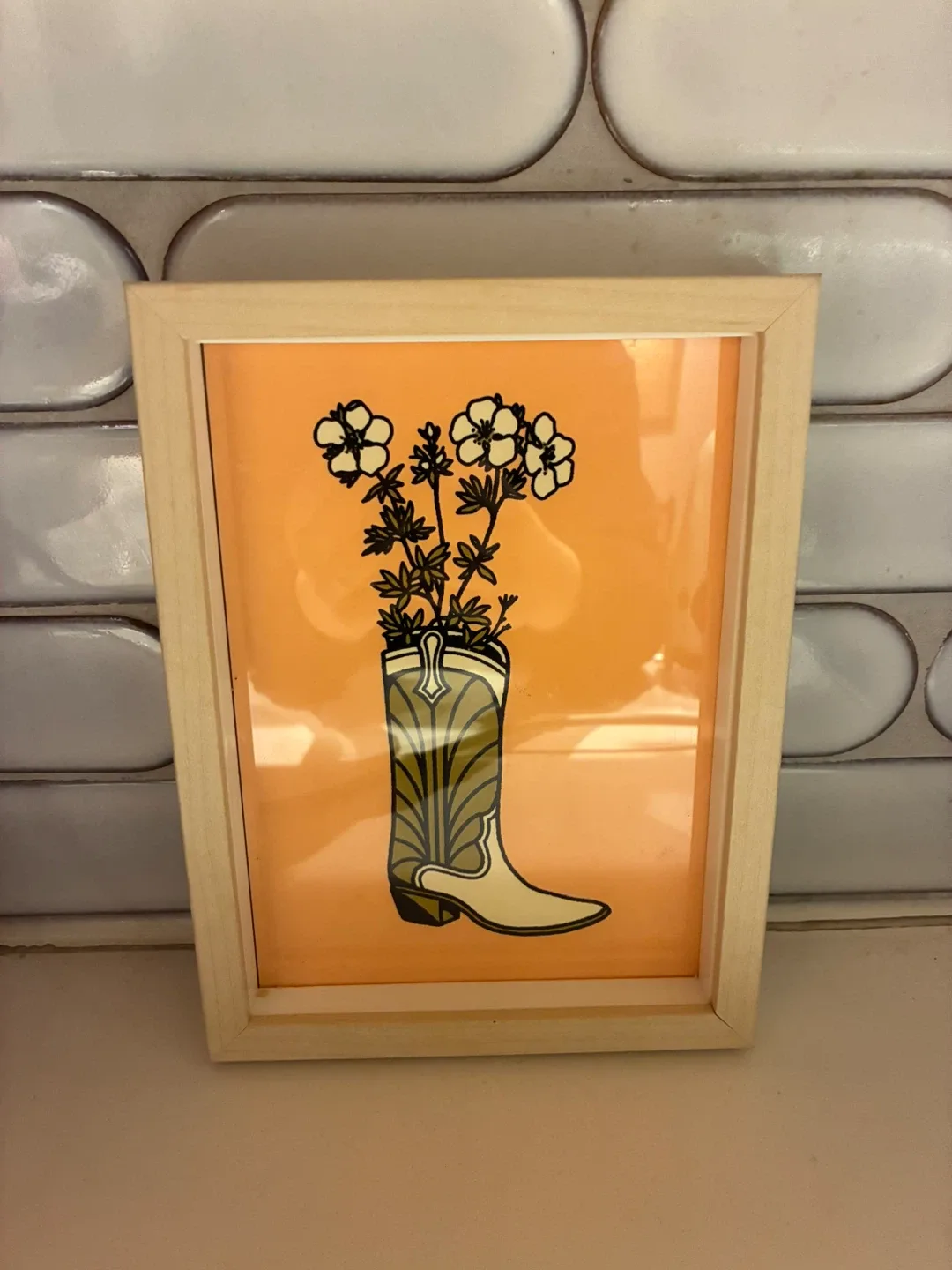 Framed Sam Larson Cowboy Boot & Flower Print