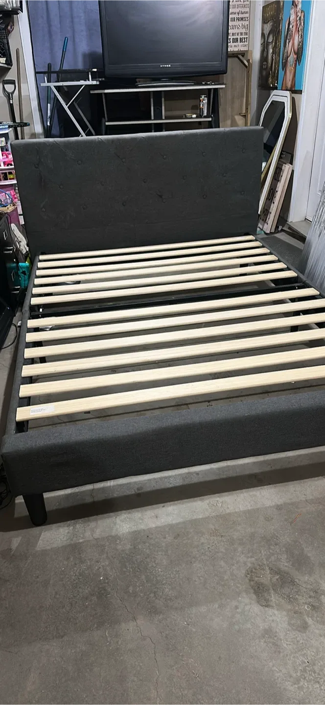 Upholstered Bed Frame - Grey