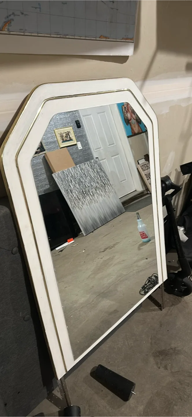 Vintage White Framed Mirror