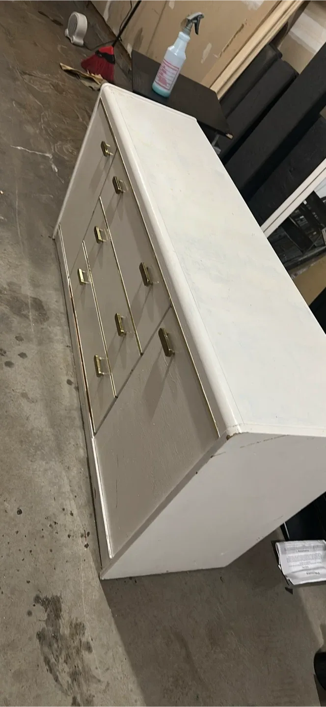 White Dresser with Gold Handles