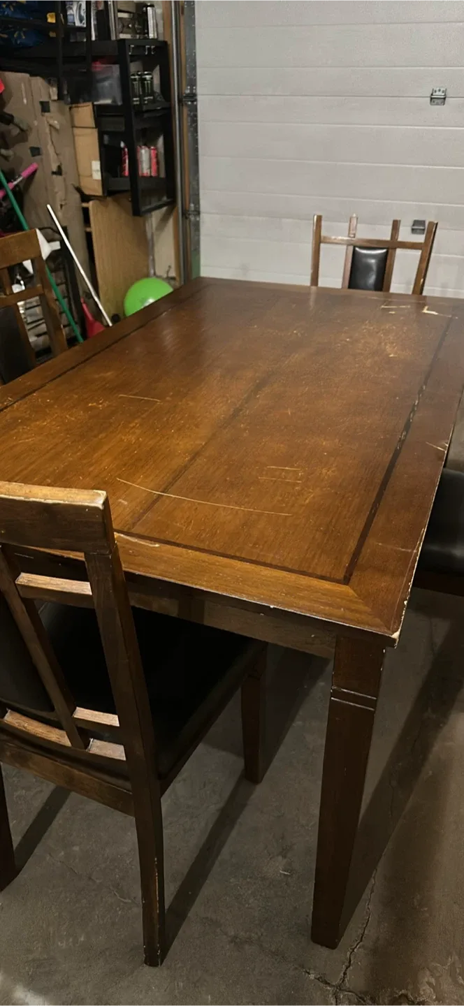 Dining Table Set with 4 Chairs - Brown