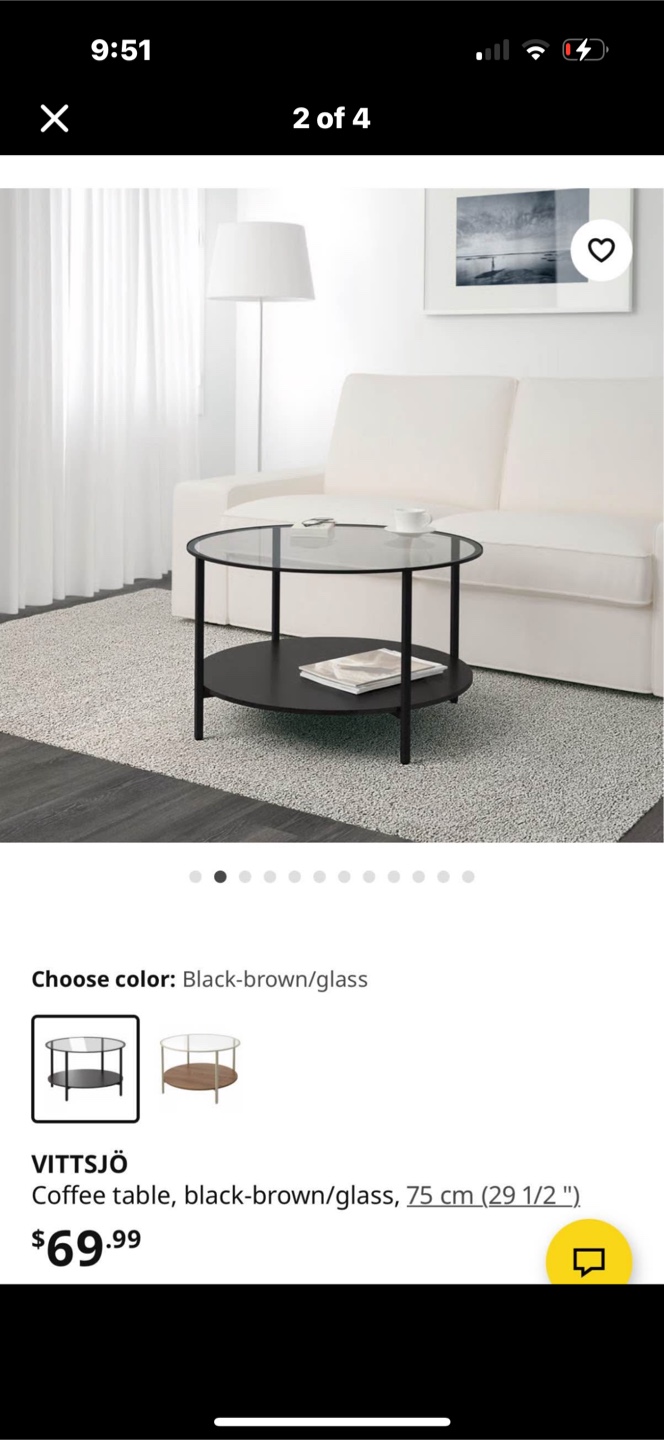 IKEA VITTSJÖ Coffee Table - Black-Brown/Glass - photo 2