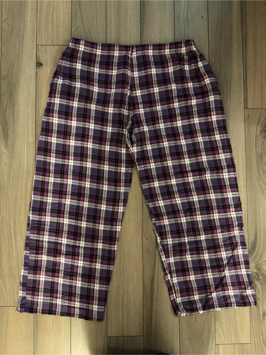Wide Leg, Low Waisted, Purple Plaid Pajama Pants (Handmade)
