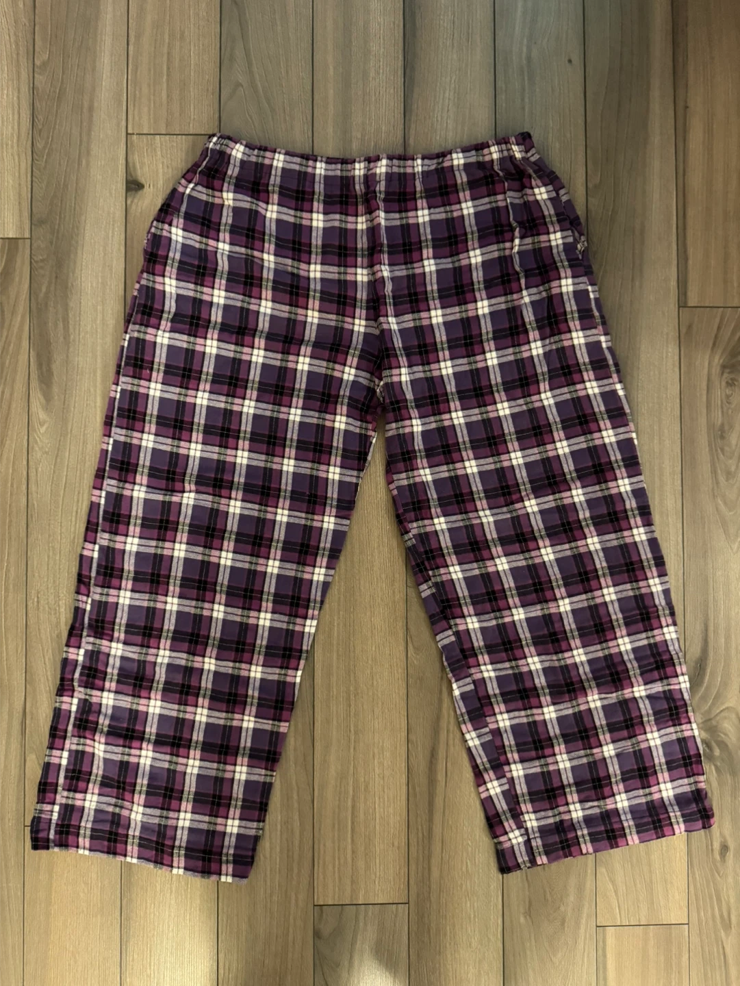 Wide Leg, Low Waisted, Purple Plaid Pajama Pants (Handmade) - photo 2