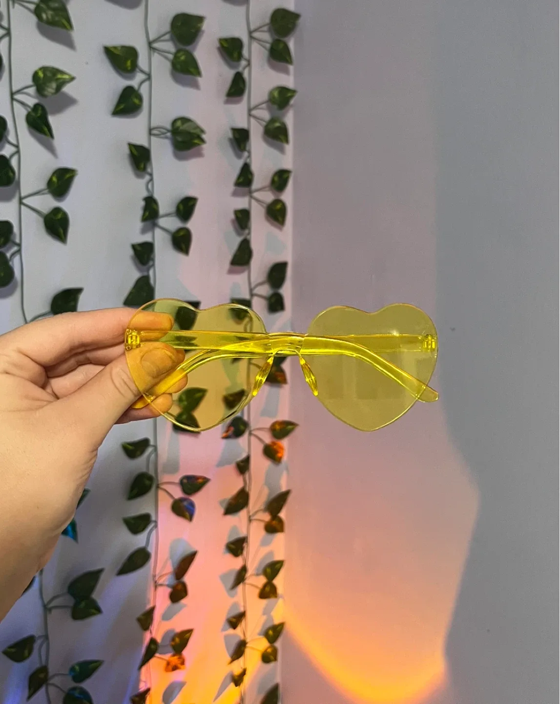 Yellow Heart-Shaped Sunglasses