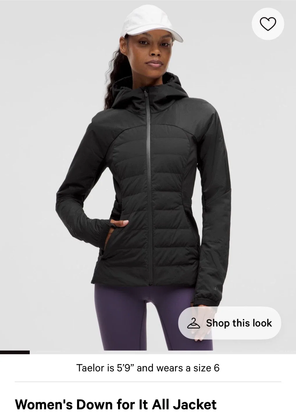 Lululemon black Down For It All Jacket -12 NWT