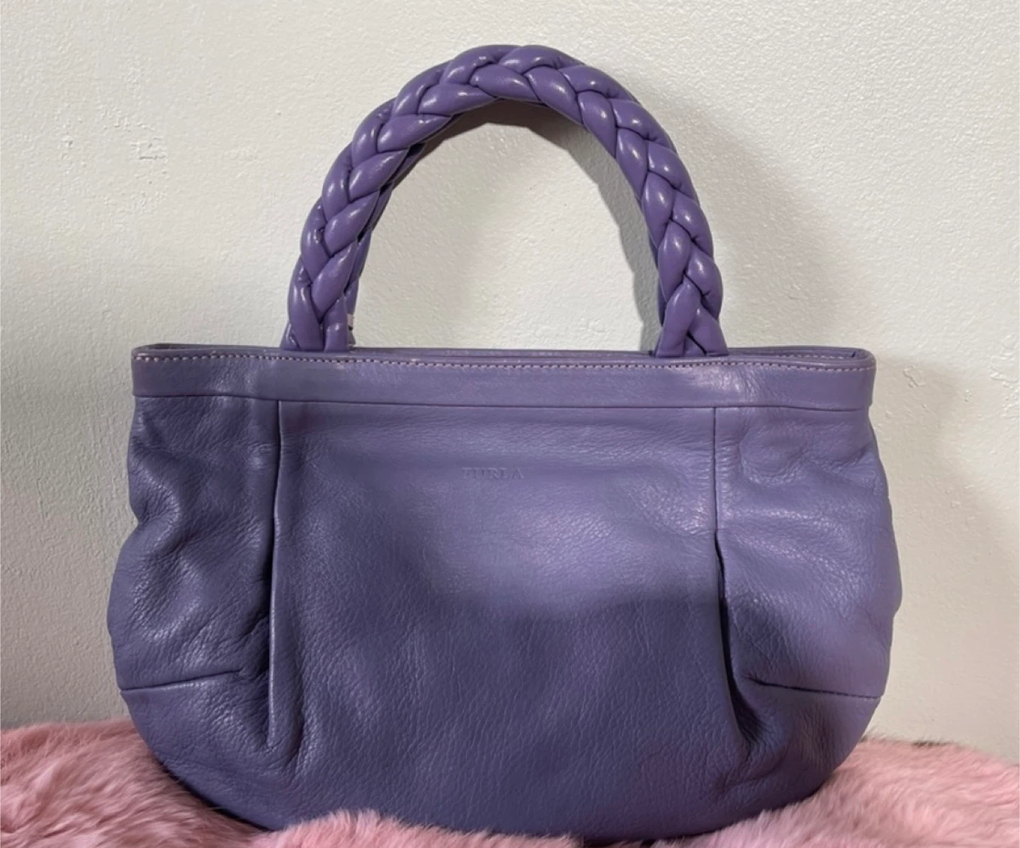 Furla Purple Leather  • Braided Handle Bag • Made in Italy - photo 2