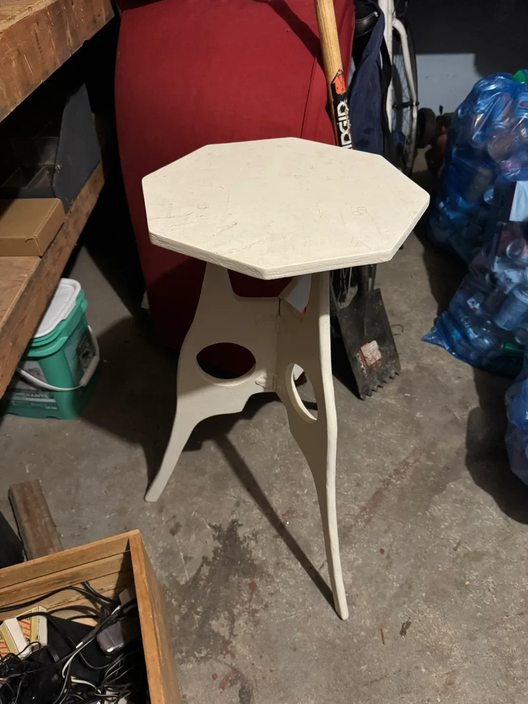 Octagon Side Table - White/ plant stand