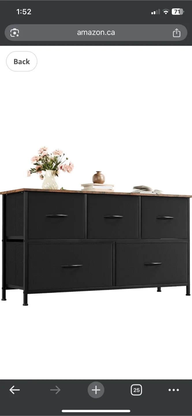 5-Drawer fabric Dresser Storage Tower - Black