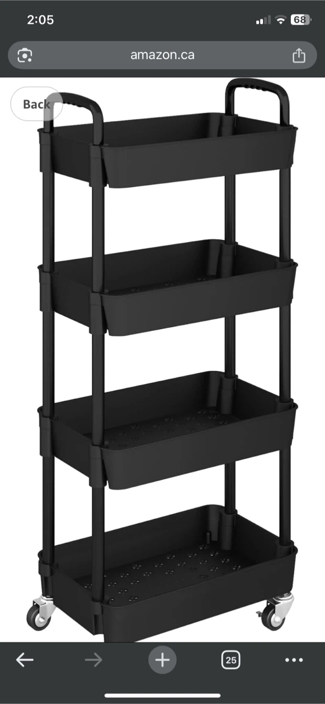 4-Tier Rolling Utility Cart - Black - photo 2