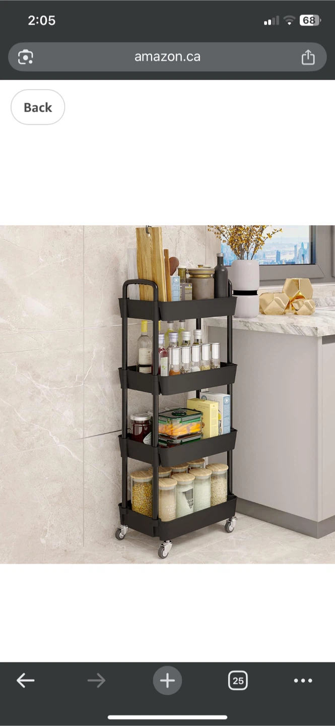 4-Tier Rolling Utility Cart - Black