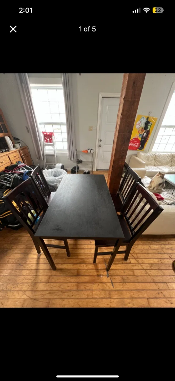 Dining Table and Chairs Set - Dark Wood
