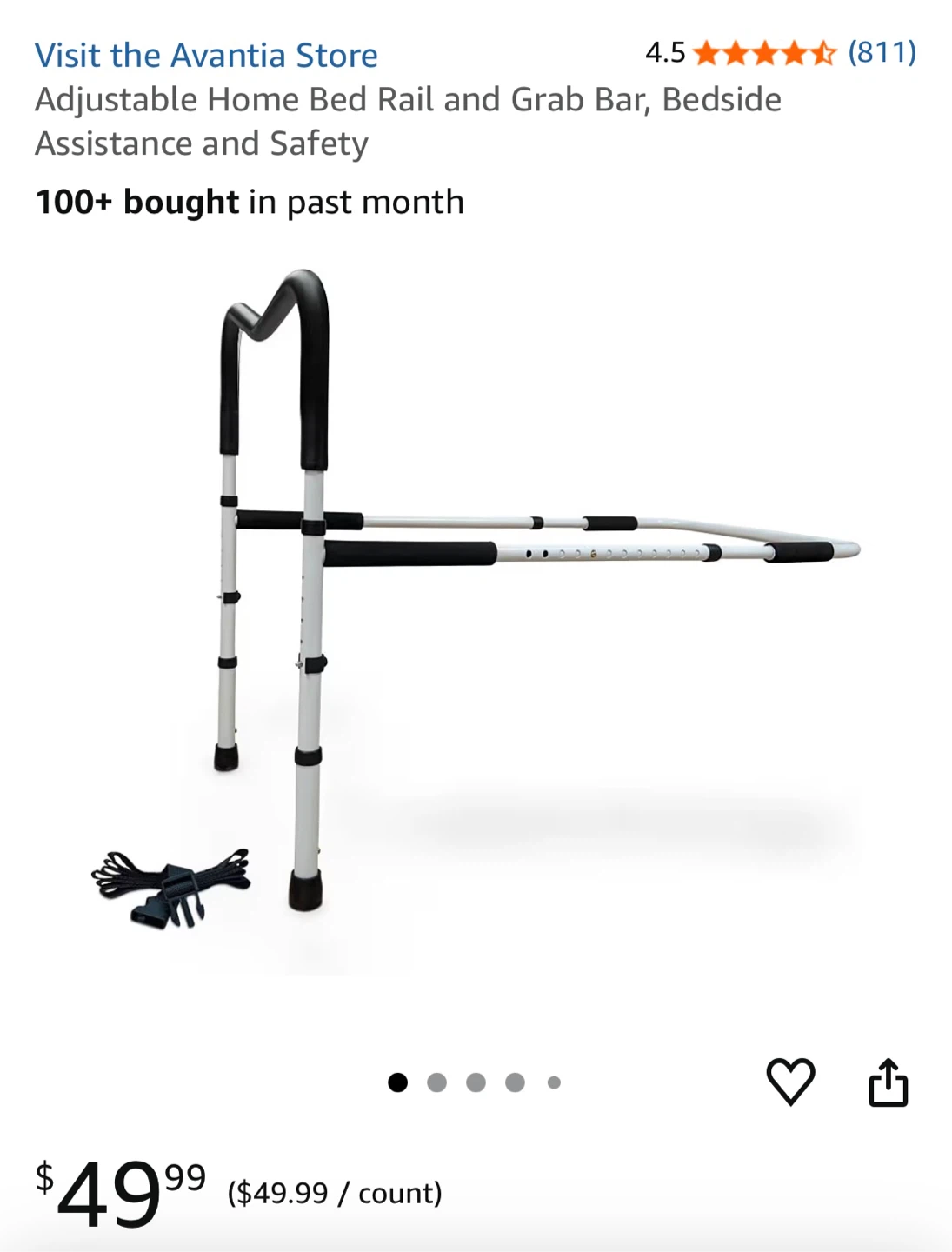 Avantia Adjustable Bedside Safety Rail