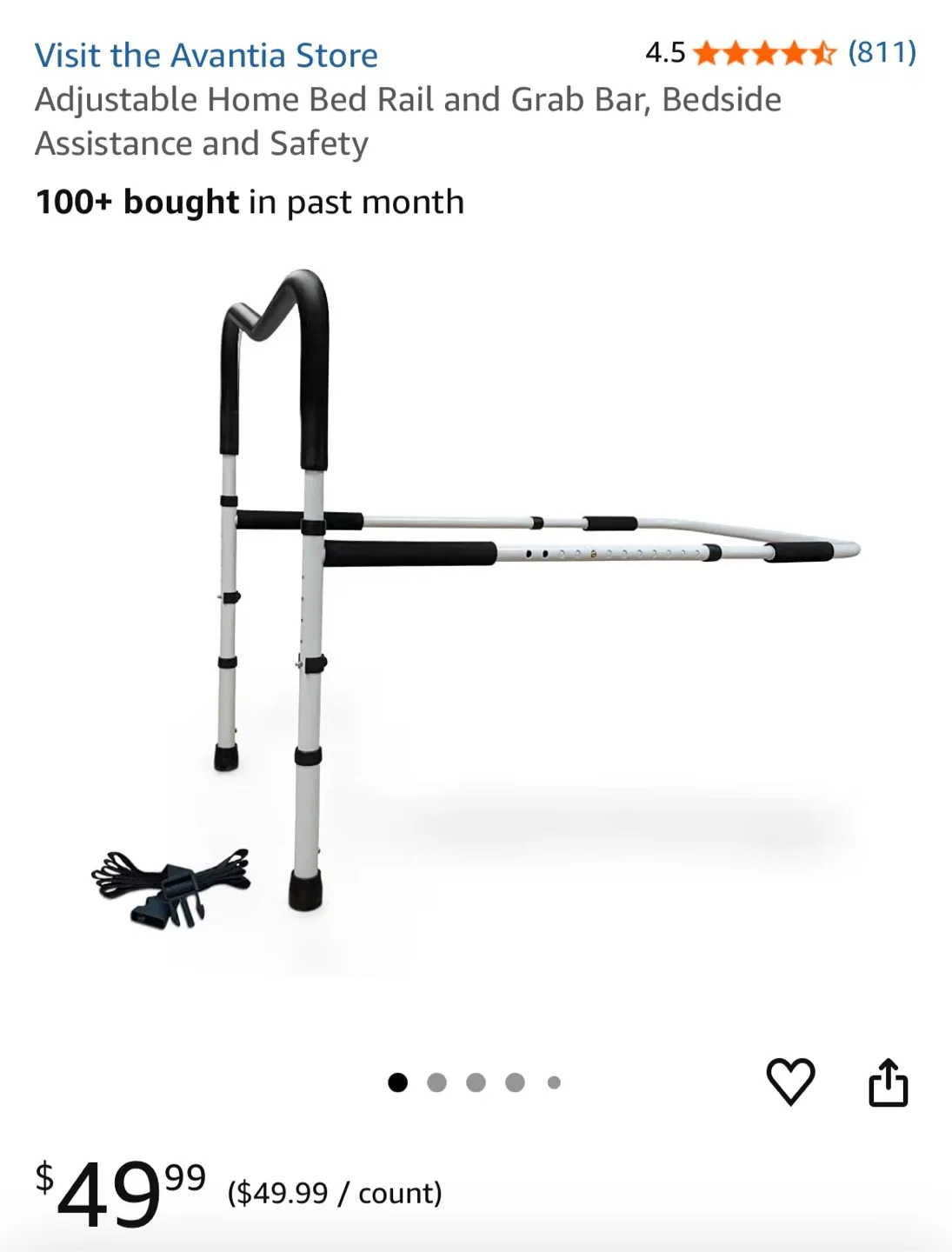 Avantia Adjustable Bedside Safety Rail