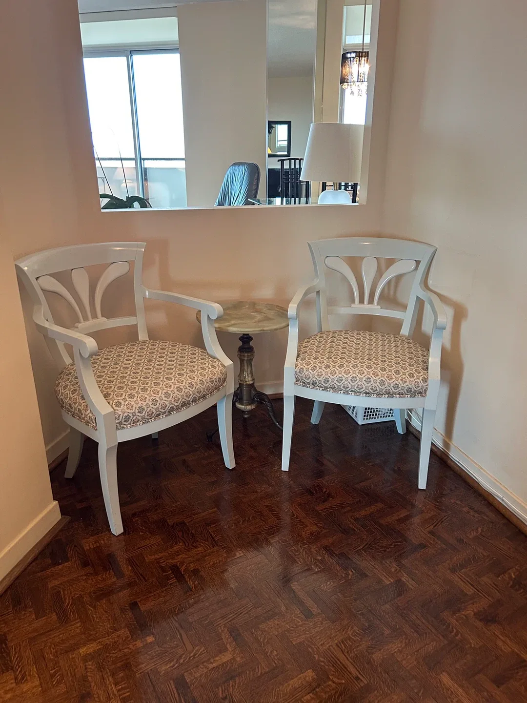 Pair of Mahogany Armchairs - Light Blue