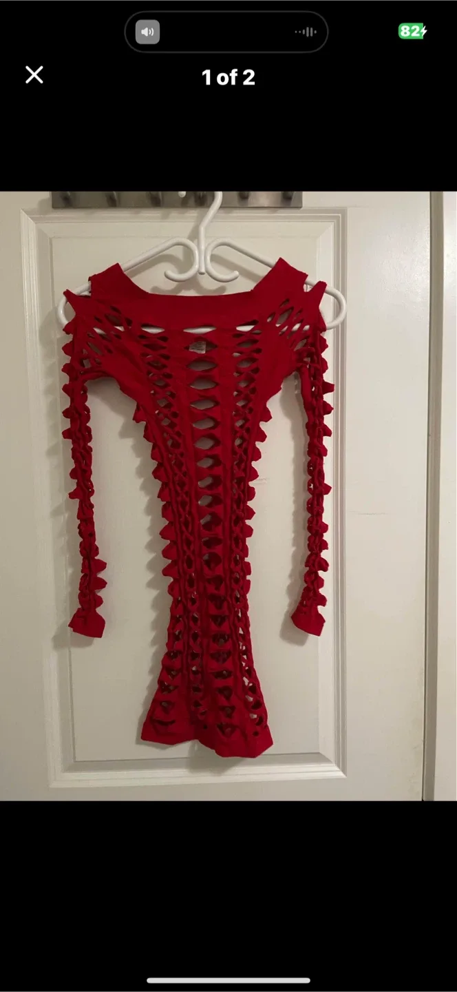 Crush Red Cutout Dress - One Size