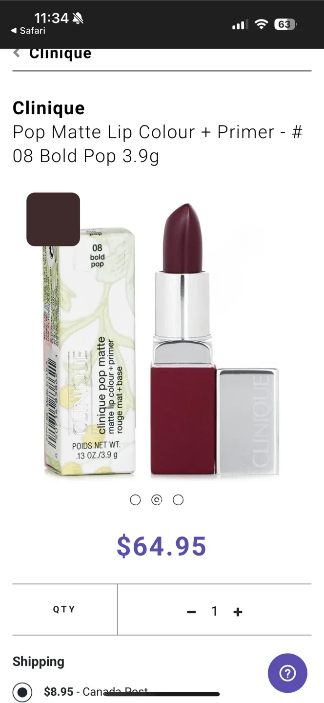 Clinique Pop Matte Lip Colour + Primer - #08 Bold Pop