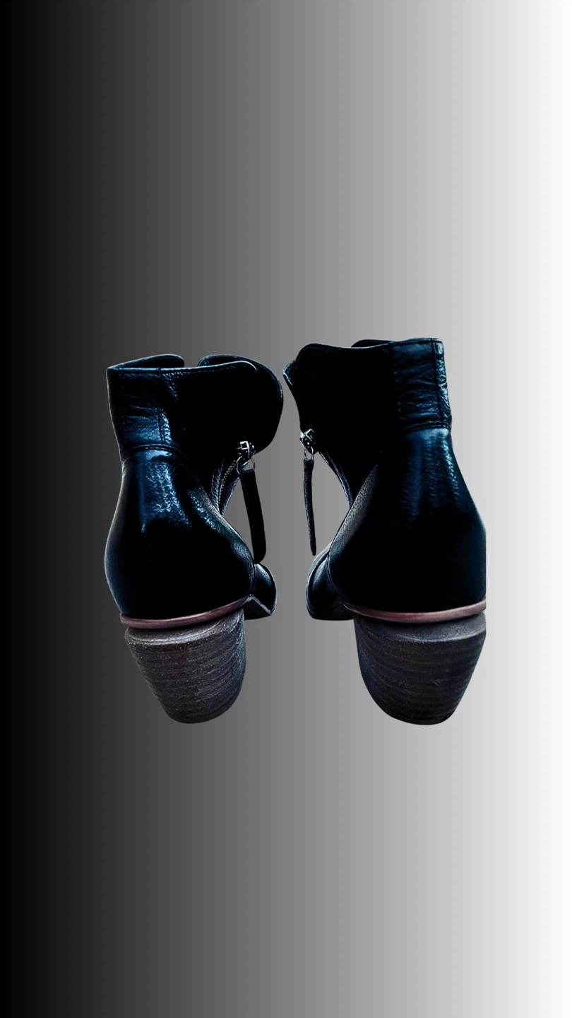 Django & Juliette Black Leather Booties - Size 38 - photo 2