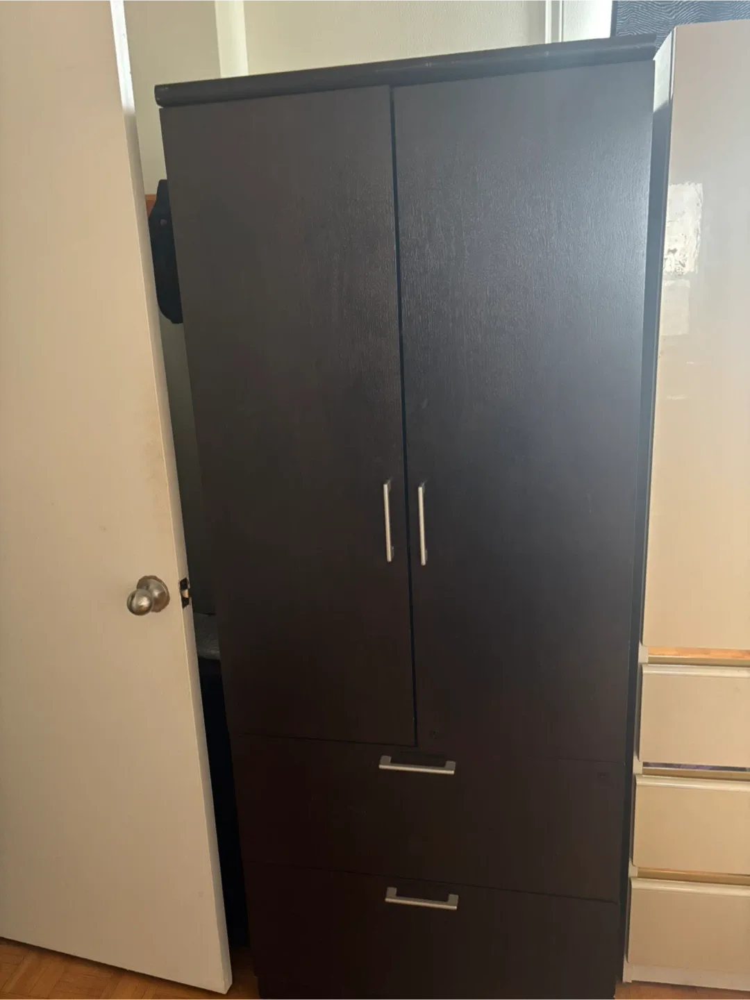 Dark Brown Wardrobe with Drawers