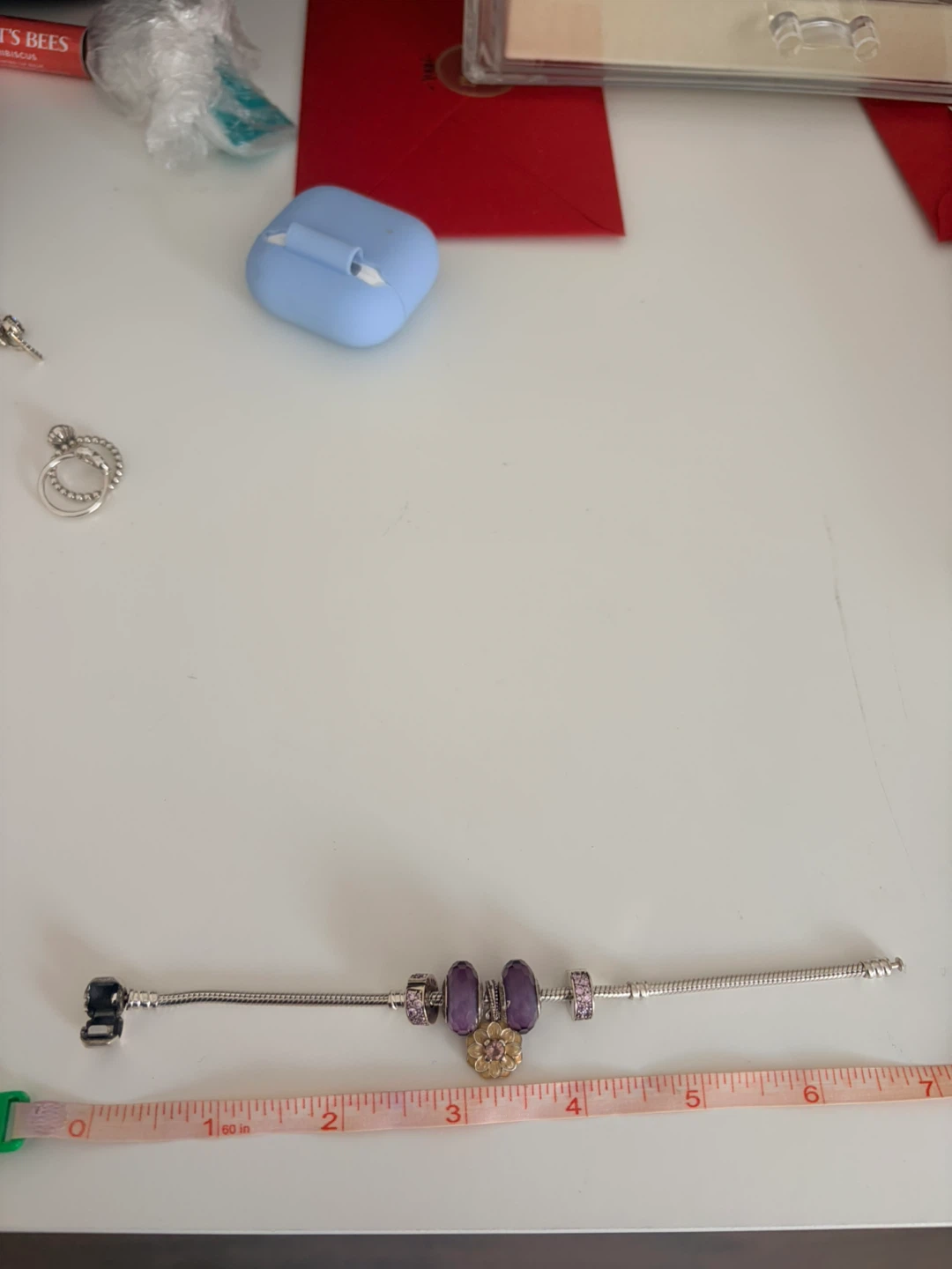 Pandora Silver Bracelet with Purple Charms - photo 2