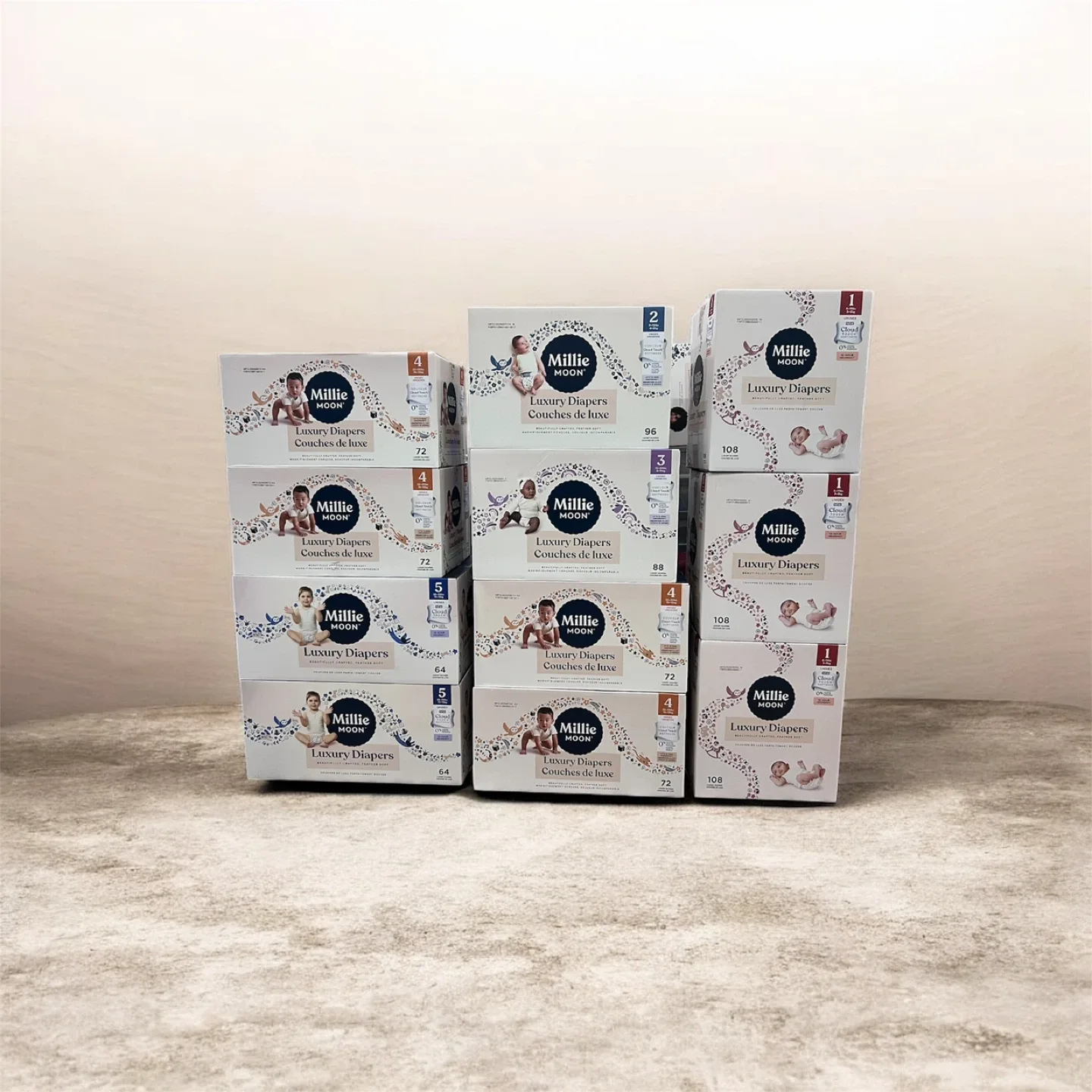 Millie Moon Luxury Diapers, Various Sizes