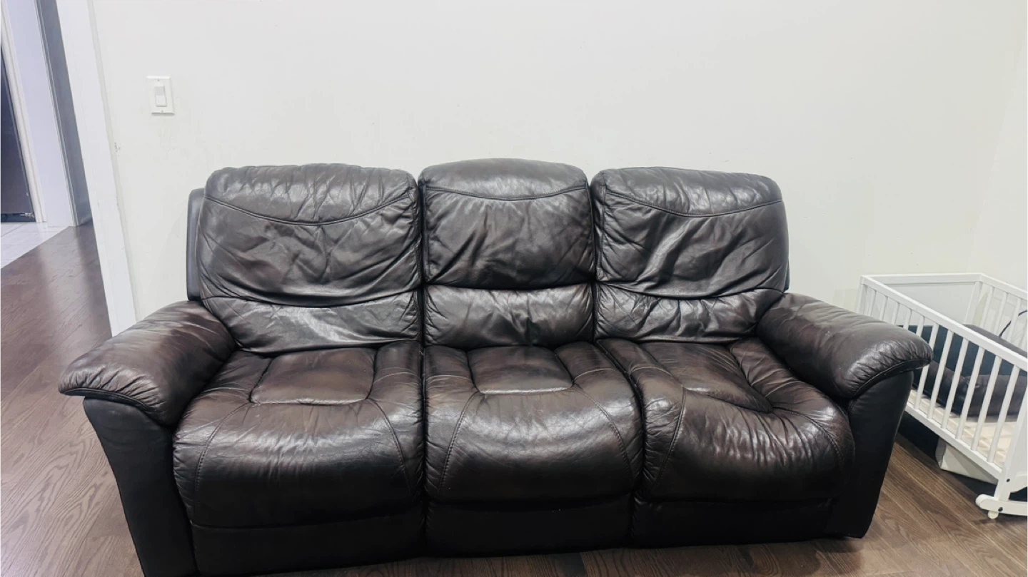 Leather Reclining Sofa - Brown