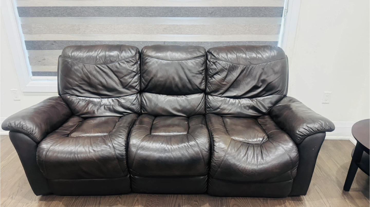 Leather Reclining Sofa - Brown - photo 2