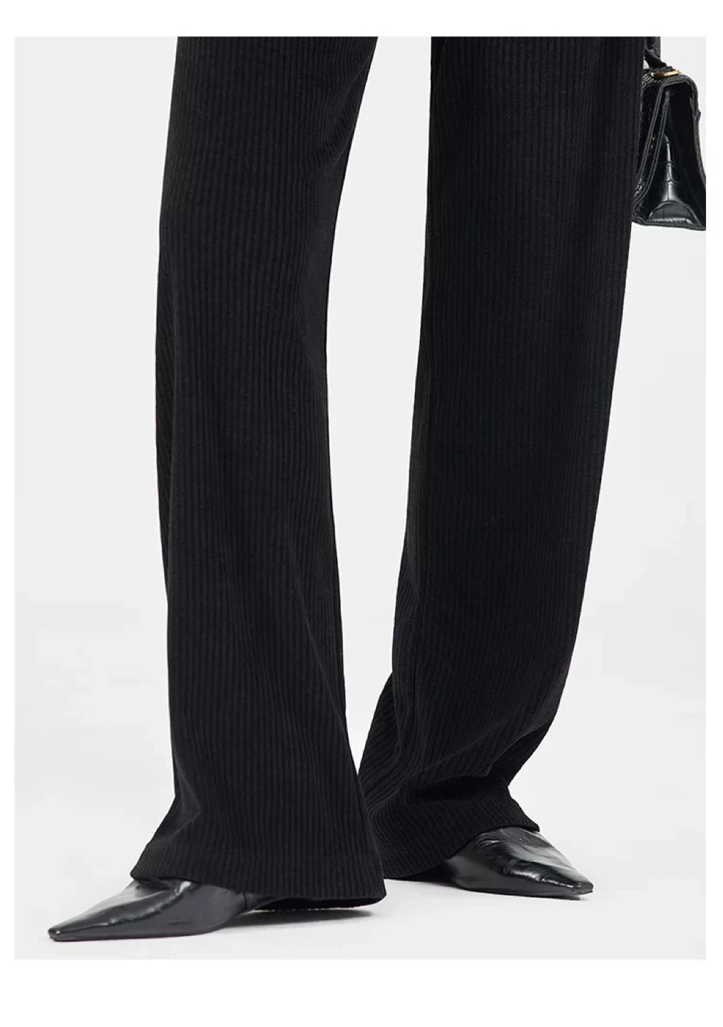 New Black Ribbed Wide Leg Trousers - photo 2