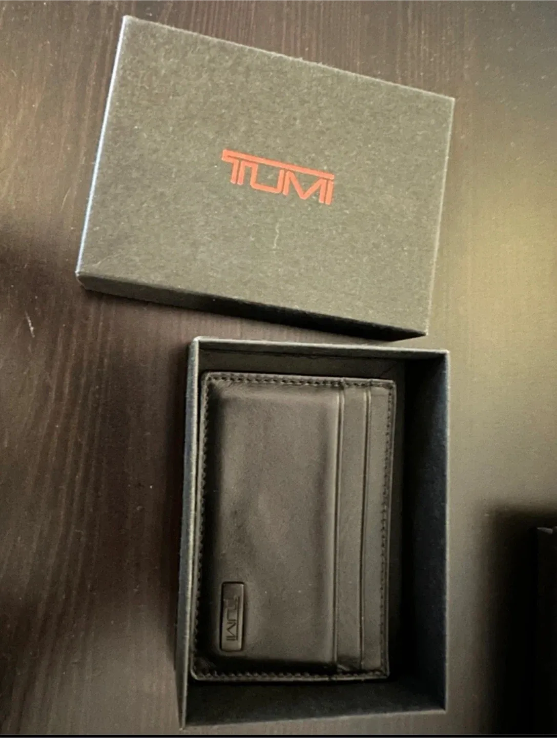 TUMI Black Leather Card Holder Wallet