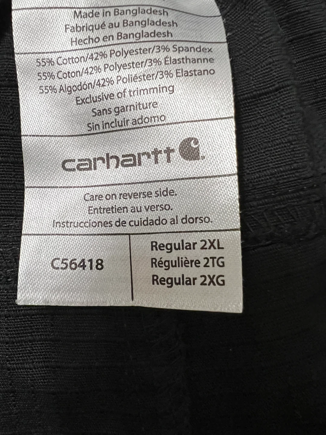 Carhartt C56418 Black Cargo Pants - Size 2XL - photo 3