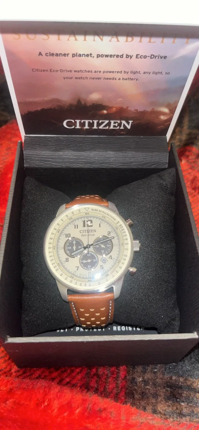 Citizen Eco-Drive Watch with Brown Leather Strap