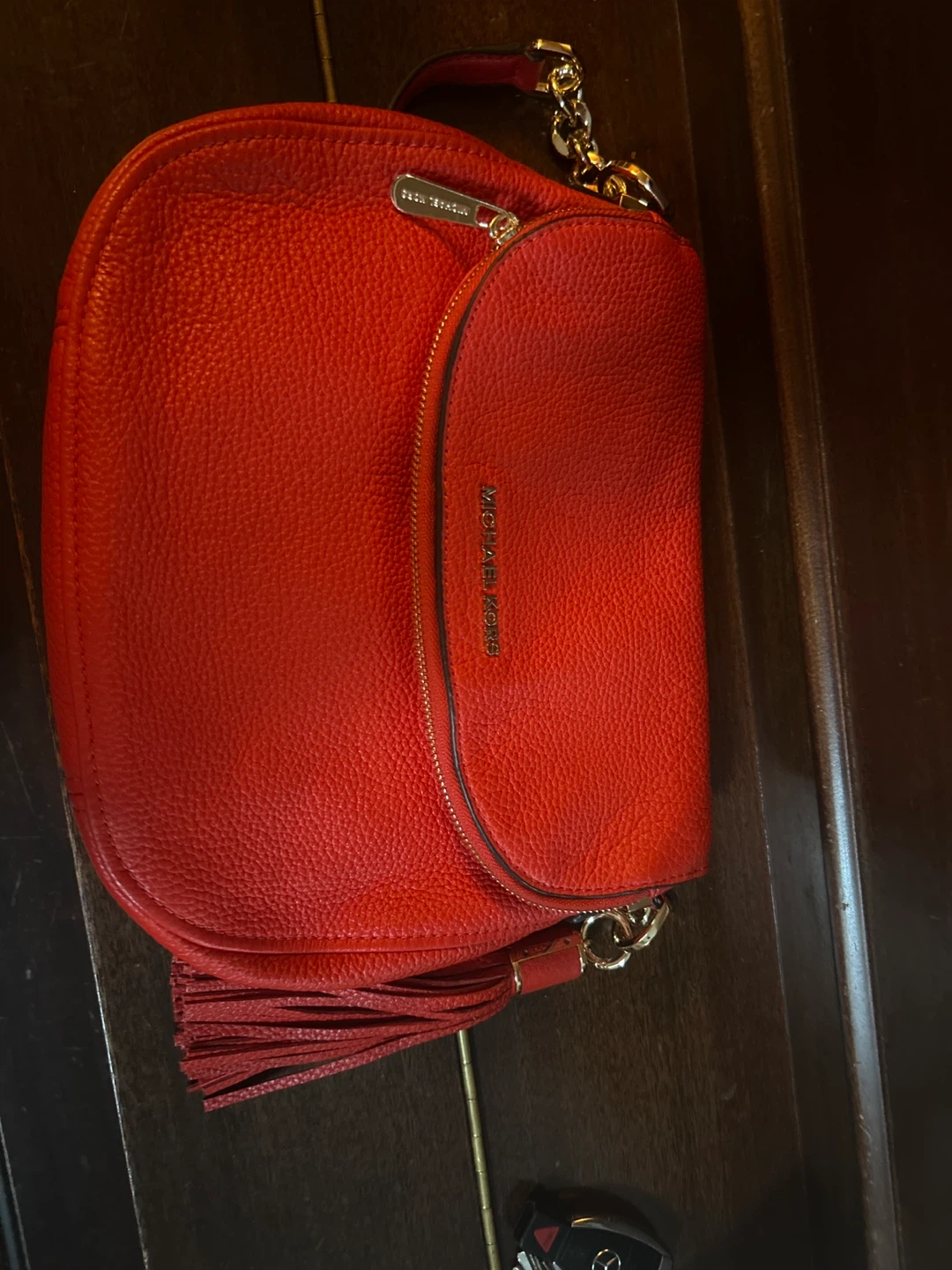 New Michael Kors Red Leather Crossbody Bag