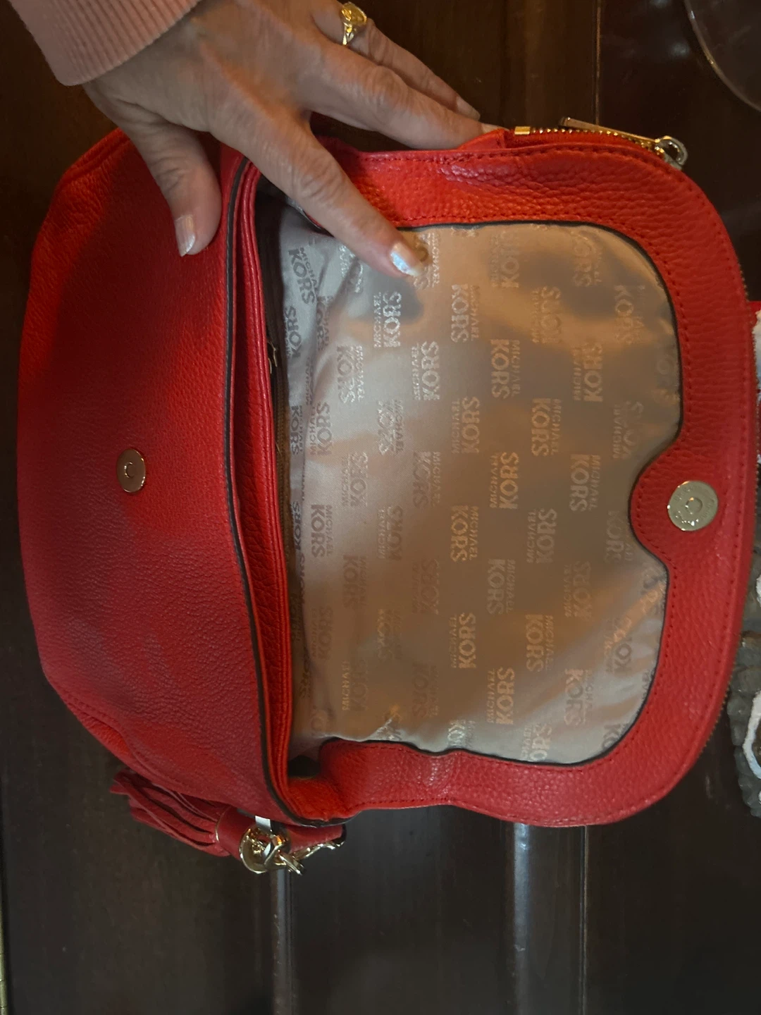 New Michael Kors Red Leather Crossbody Bag - photo 5