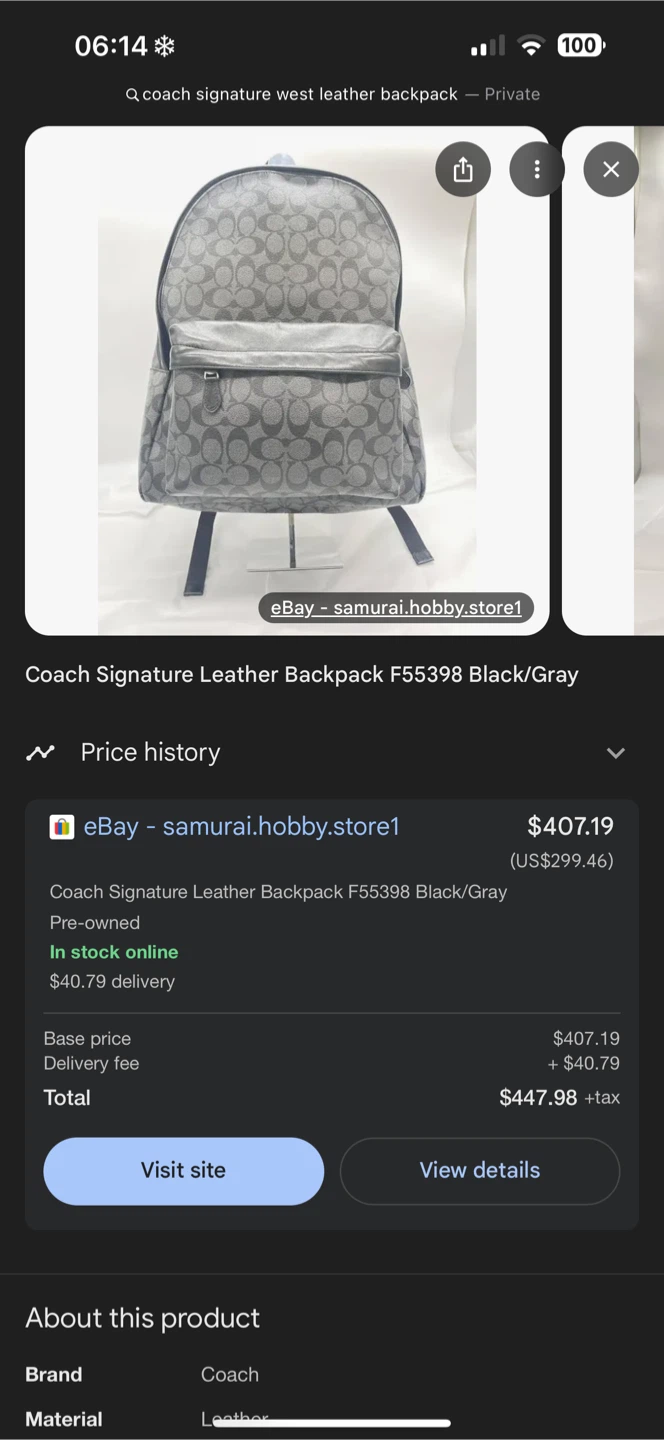 Coach Signature Leather Backpack F55398 - photo 5