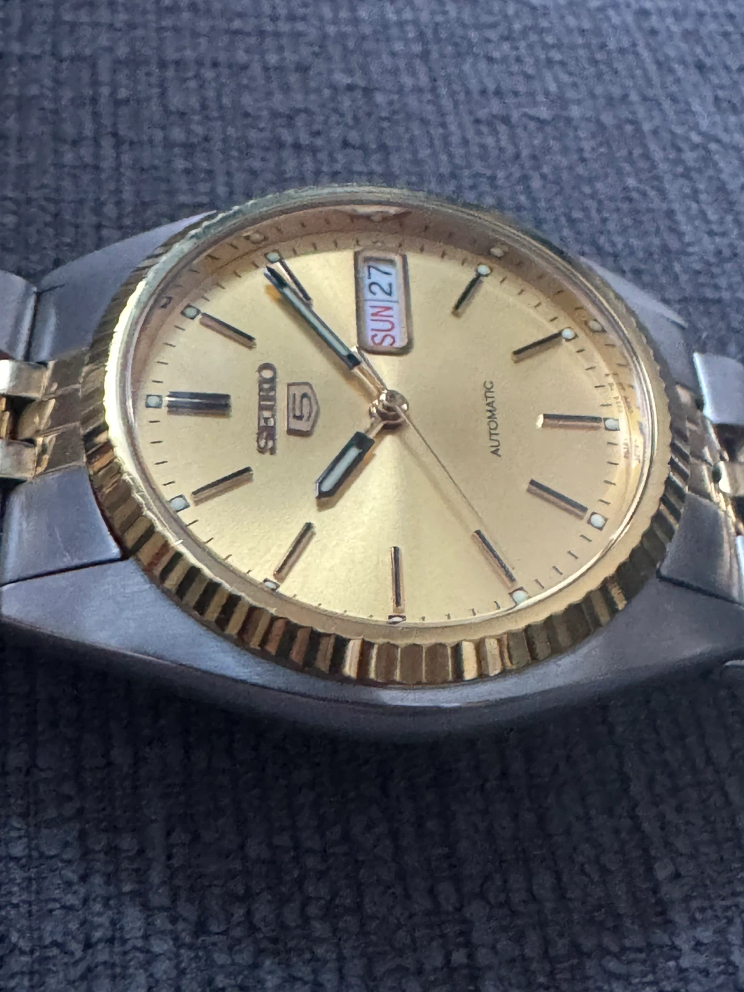 Rare Seiko 5 SNXJ92 Two Tone Automatic Watch 36mm 7S26-0500 - photo 5